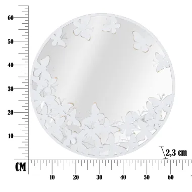 Lustro Okrągłe White Butterfly 62,5X2,3 cm (wymiar wewnętrzny Ø 60 cm)